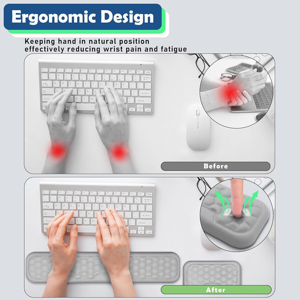 ZORBES® Keyboard Wrist Rest Set Ergonomic Keyboard Mouse Wrist Support ZORBES® Keyboard Wrist Rest Set Ergonomic Keyboard Mouse Wrist Support
